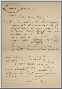 Gothard Jenő levele Konkoly Thege Miklóshoz